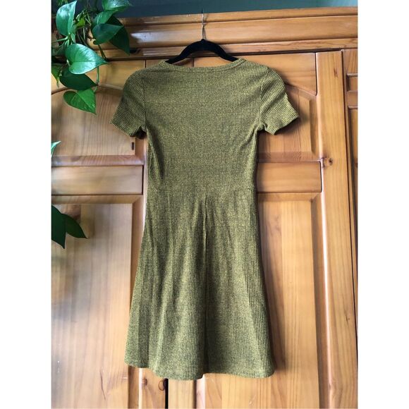 Forever 21 Short Knit Dress mustard/black Heathered SZ M - Picture 5 of 10